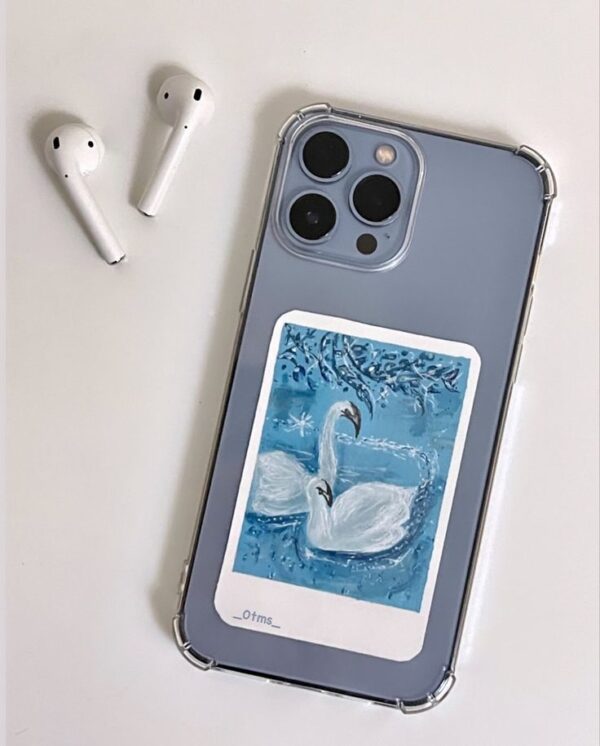 Swan polaroid painting for phonecase
