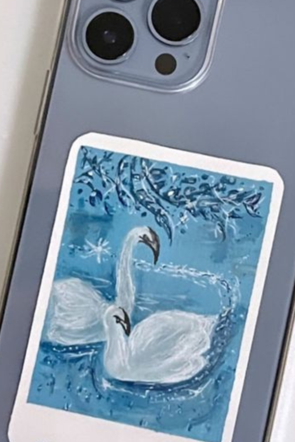 Swan polaroid painting for phonecase - Image 2